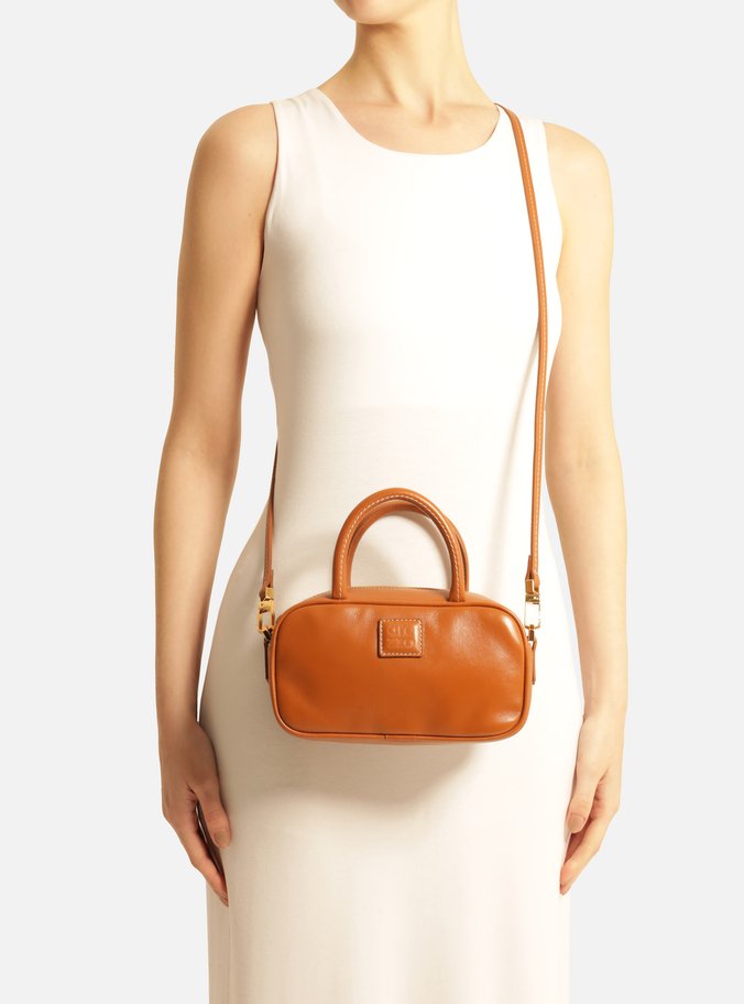 Bolsa Tiracolo Marrom Couro Bead ZZ Pequena