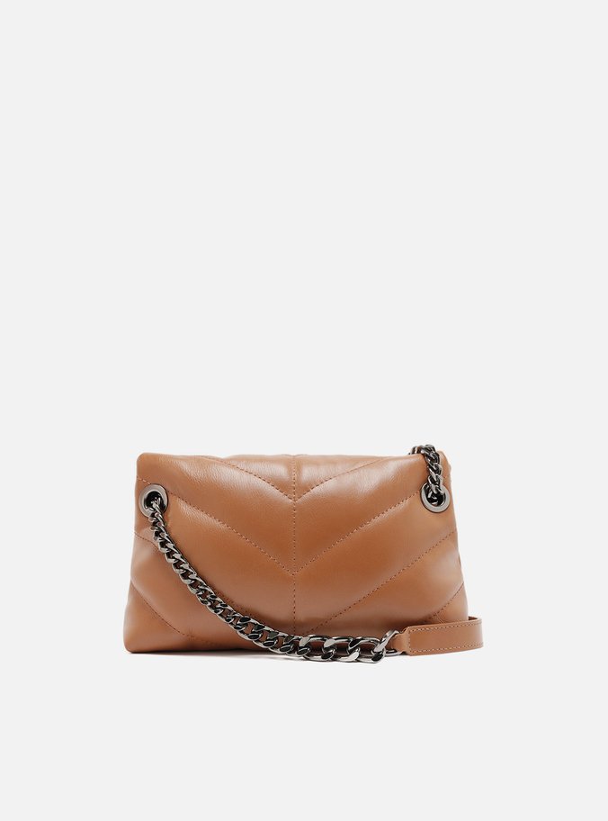 Bolsa Tiracolo Marrom Couro Matelassê Média
