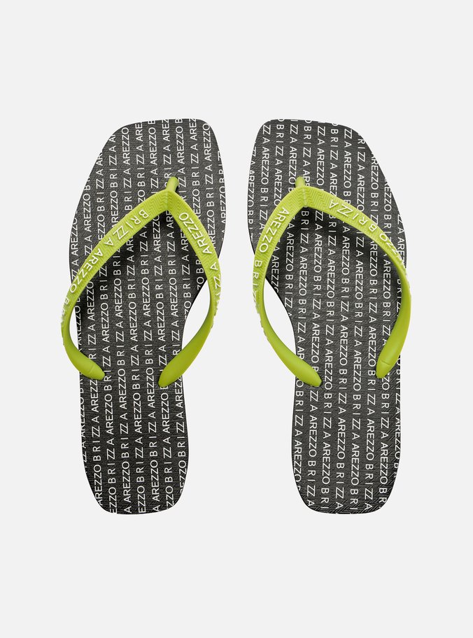 Chinelo de Dedo Verde Square Tiras Logo