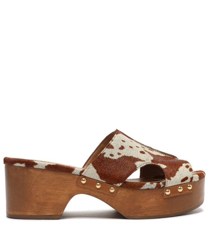 Sandália Animal Print Pelo Cow Plataforma