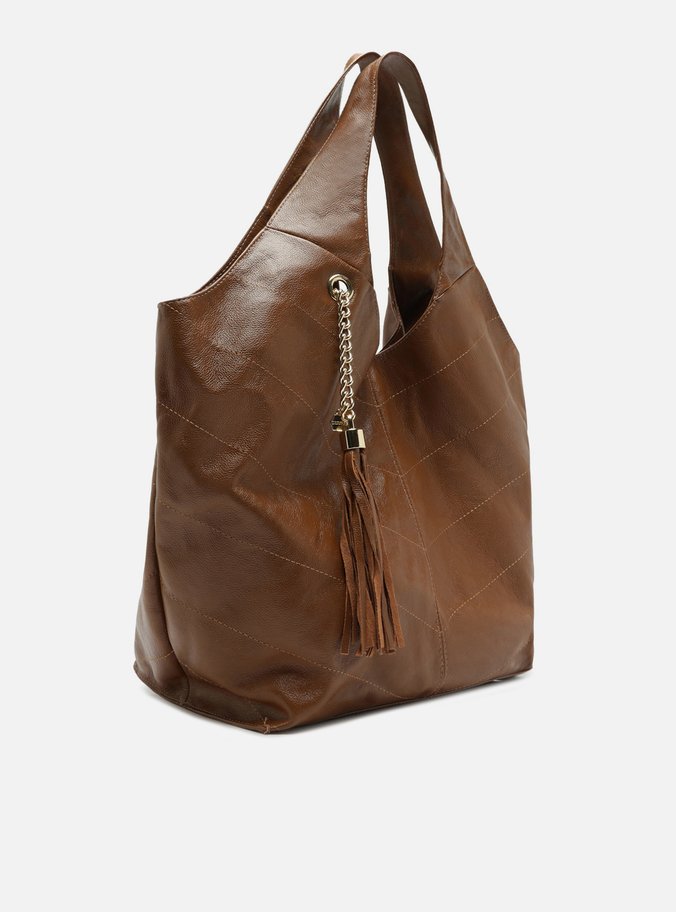 Bolsa Hobo Marrom Couro Grande Barbicacho