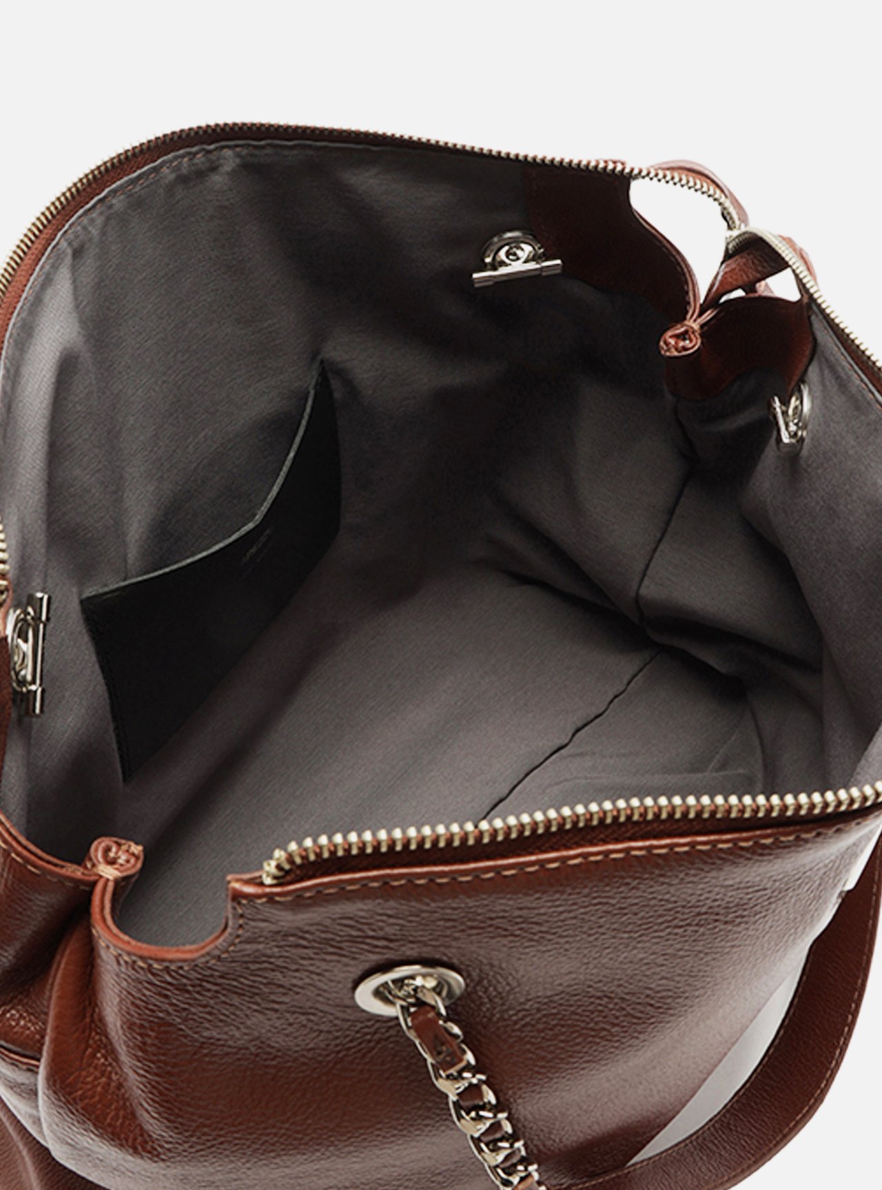 Bolsa Shopping Marrom Couro Grande Corrente — foto 4