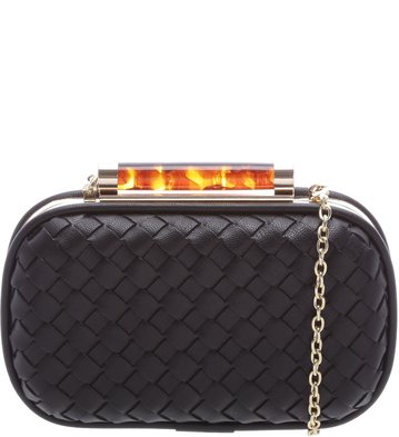 Bolsa Clutch Tortoise Tressê Preta