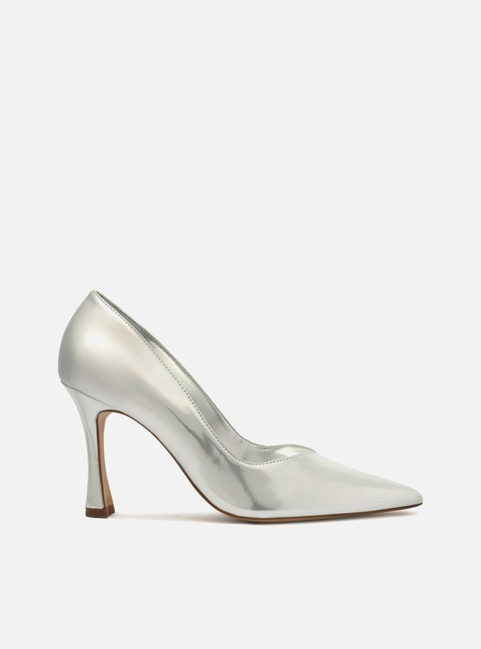 Scarpin Prata Metalizado Bico Fino Sia