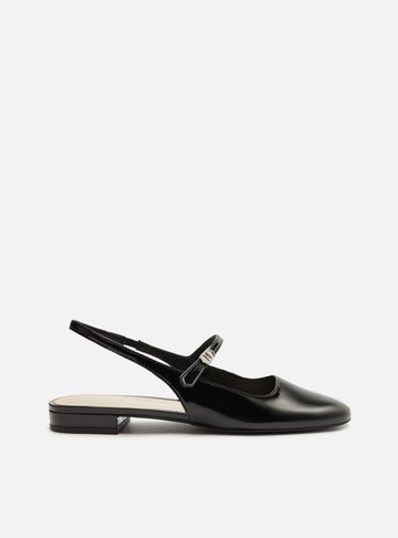 Sapatilha Boneca Preta Verniz Slingback