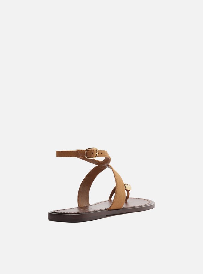 Sandália Rasteira Marrom Nobuck Metal Bold