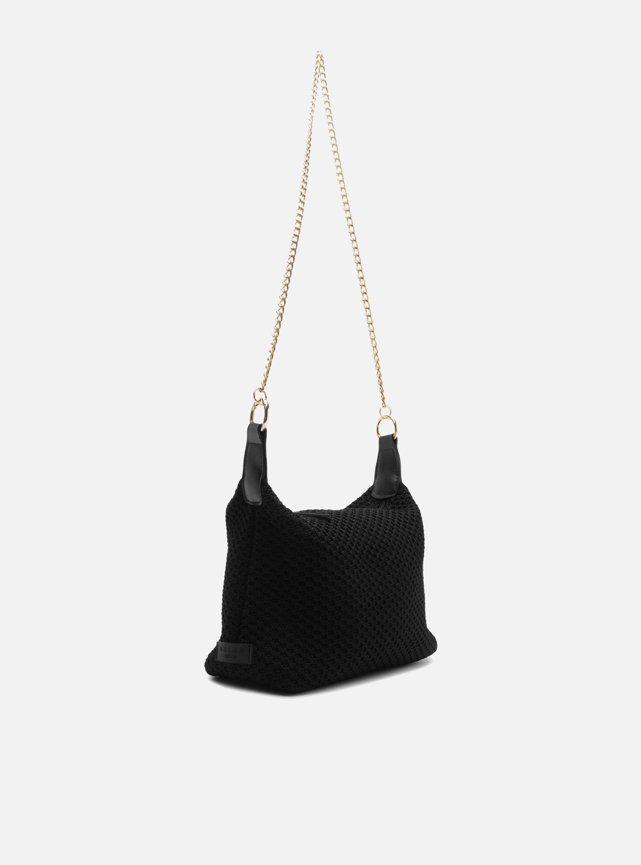 Bolsa Tiracolo Preta Knit Pequena Corrente Brizza — foto 3