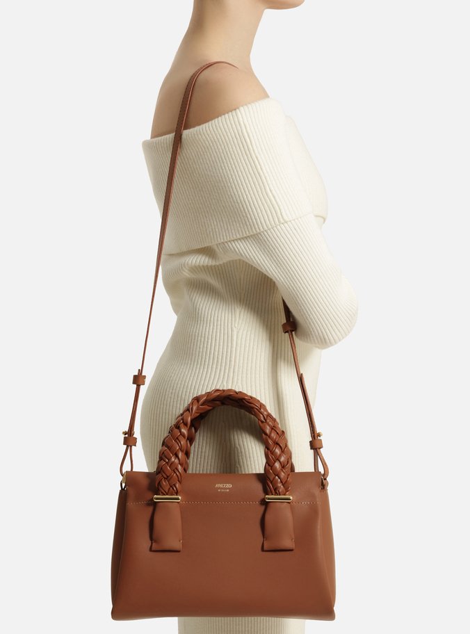 Bolsa Tote Marrom Pequena Alças Trançadas