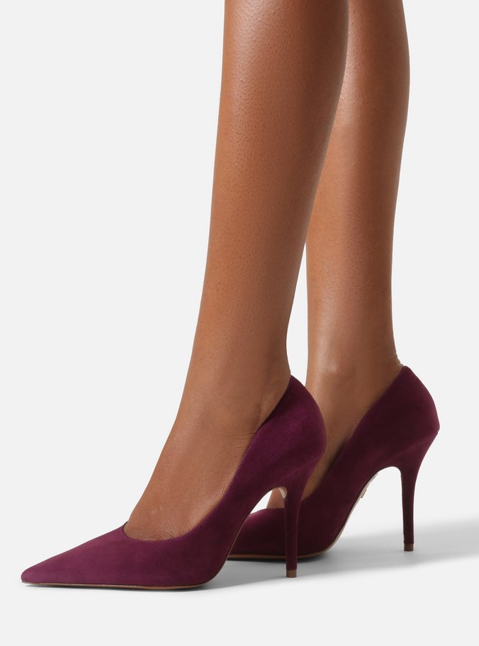 Scarpin Roxo Camurça Salto Fino Essencial 100