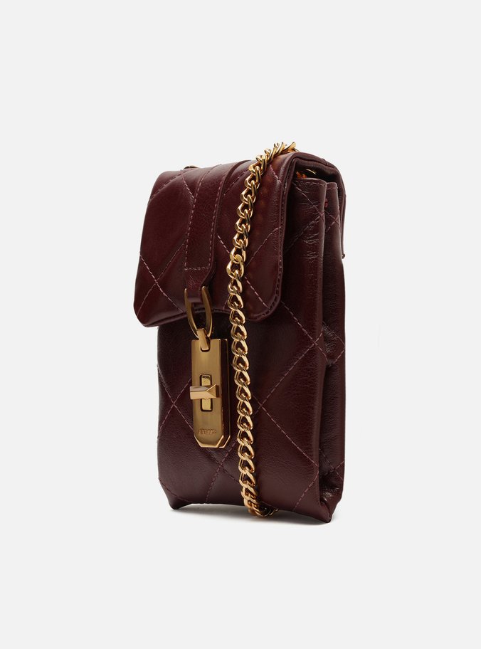 Mini Bag Vermelha Couro Matelassê Porta-Celular