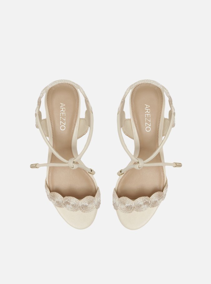 Sandália Off-White Bloco Tiras Bordadas