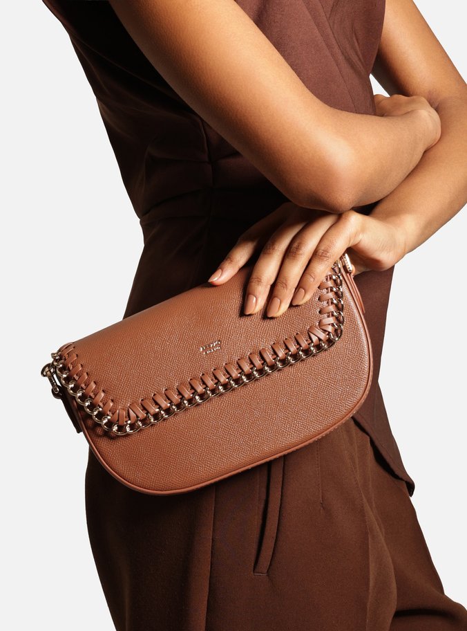 Bolsa Tiracolo Marrom Pequena Corrente