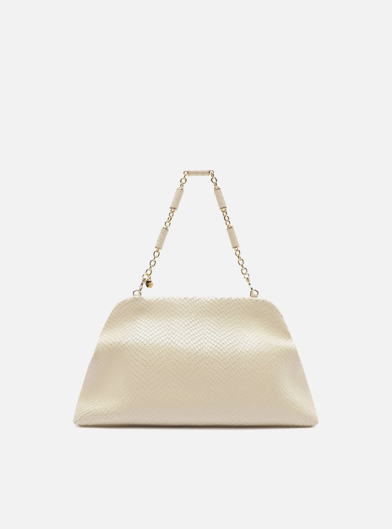 Bolsa Clutch Branca Couro Média Snake Corrente — foto 6