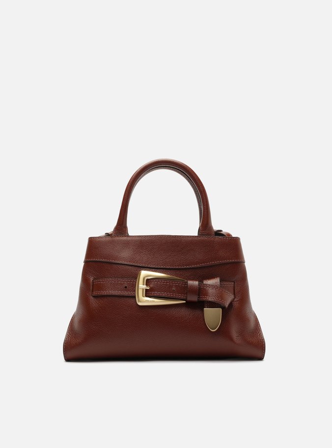 Bolsa Tote Marrom Couro Média Fivela Dourada