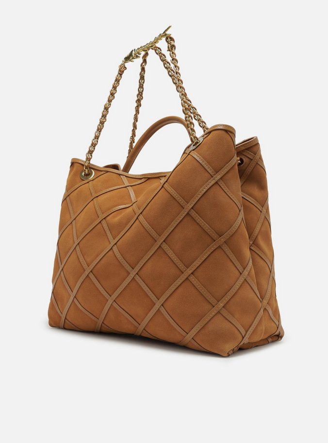 Bolsa Tiracolo Marrom Camurcina Grande Metal