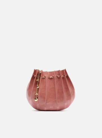 Bolsa Tiracolo Pequena Couro Rosa Blush Corrente