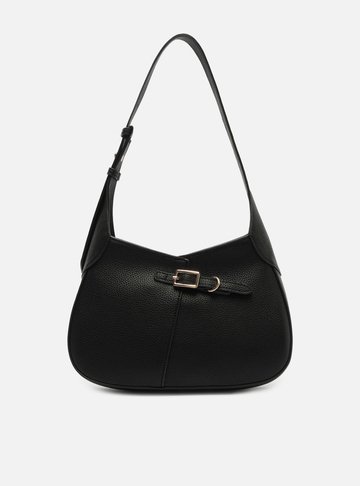 Bolsa Hobo Preta Média Detalhe Fivela