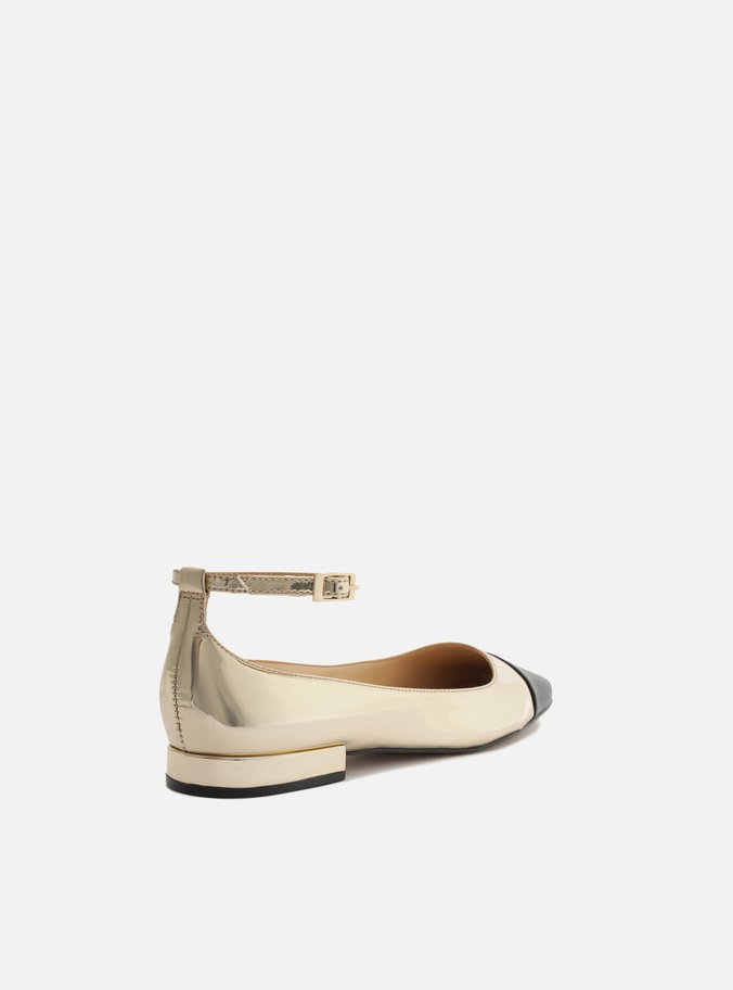 Sapatilha Boneca Dourada Cap Toe Fivela