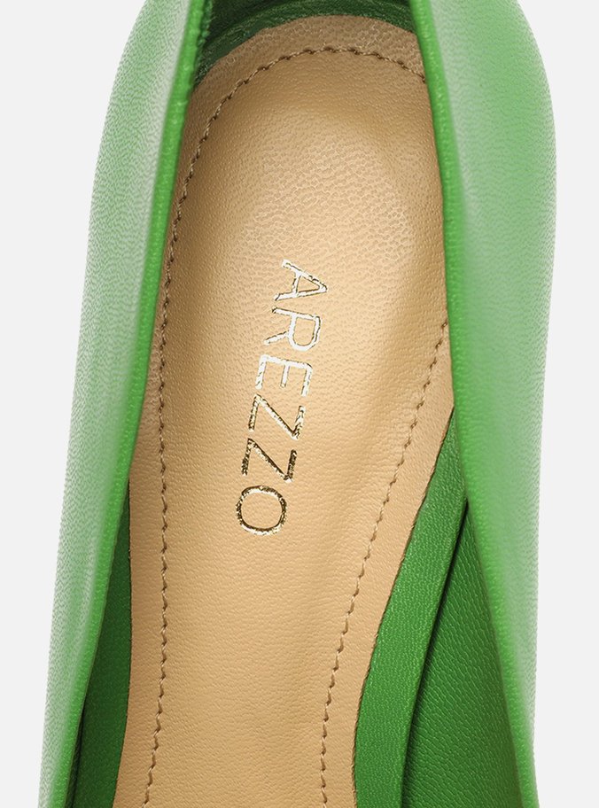 Scarpin Verde Couro Salto Alto Fino Color