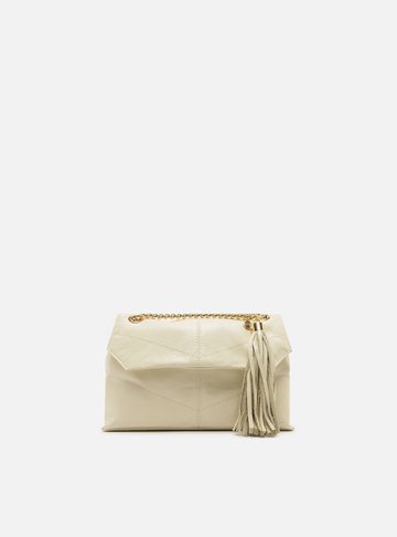 Bolsa Tiracolo Branca Couro Pequena Barbicacho