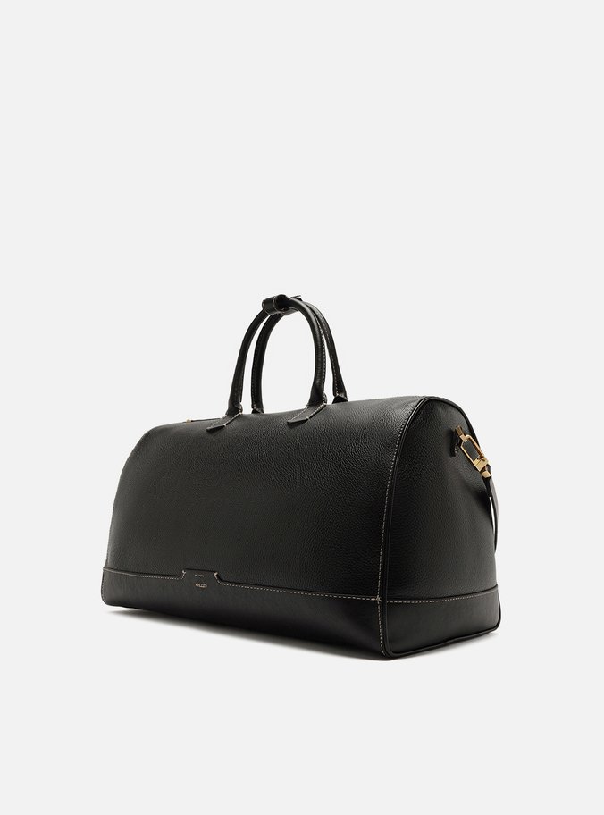 Bolsa de Viagem Preta Couro  Grande