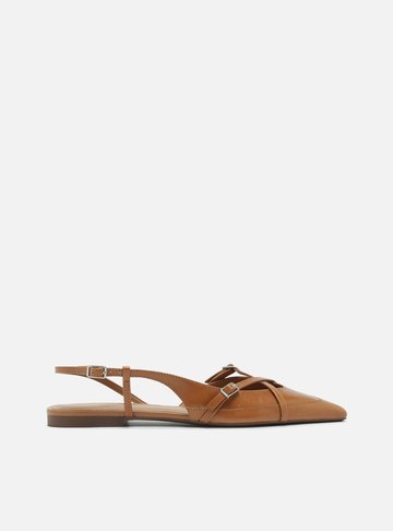 Sapatilha Caramelo Couro Slingback New Amélia
