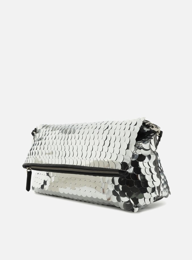 Clutch Prata Média Maxi Paetês