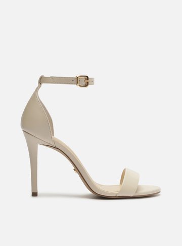 Sandália Off-White Couro Salto Alto Fino Isabelli
