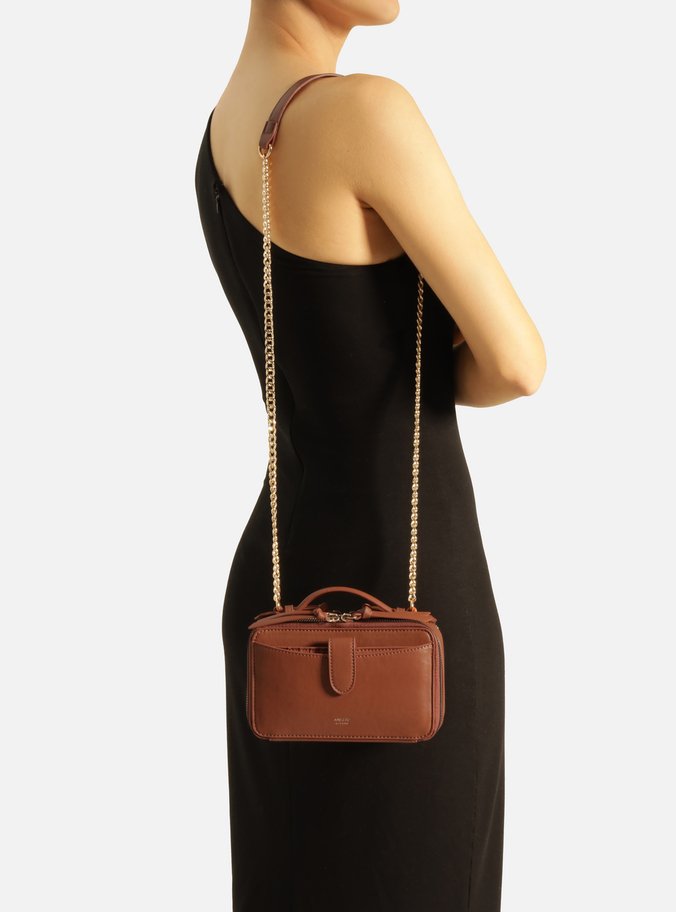 Bolsa Tiracolo Marrom Pequena Bolso Duplo