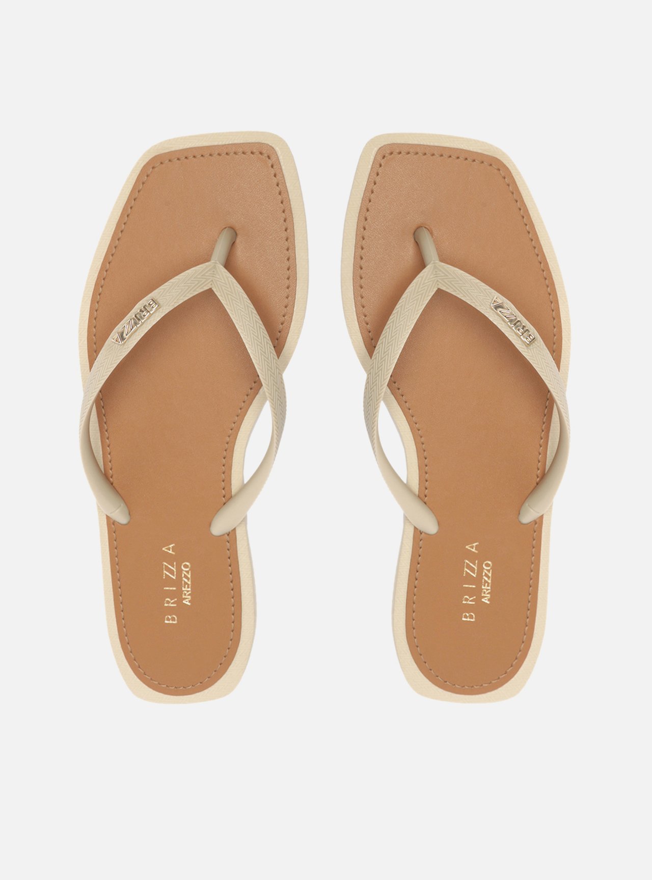 Chinelo de Dedo Off-White Square Palmilha Marrom — foto 1