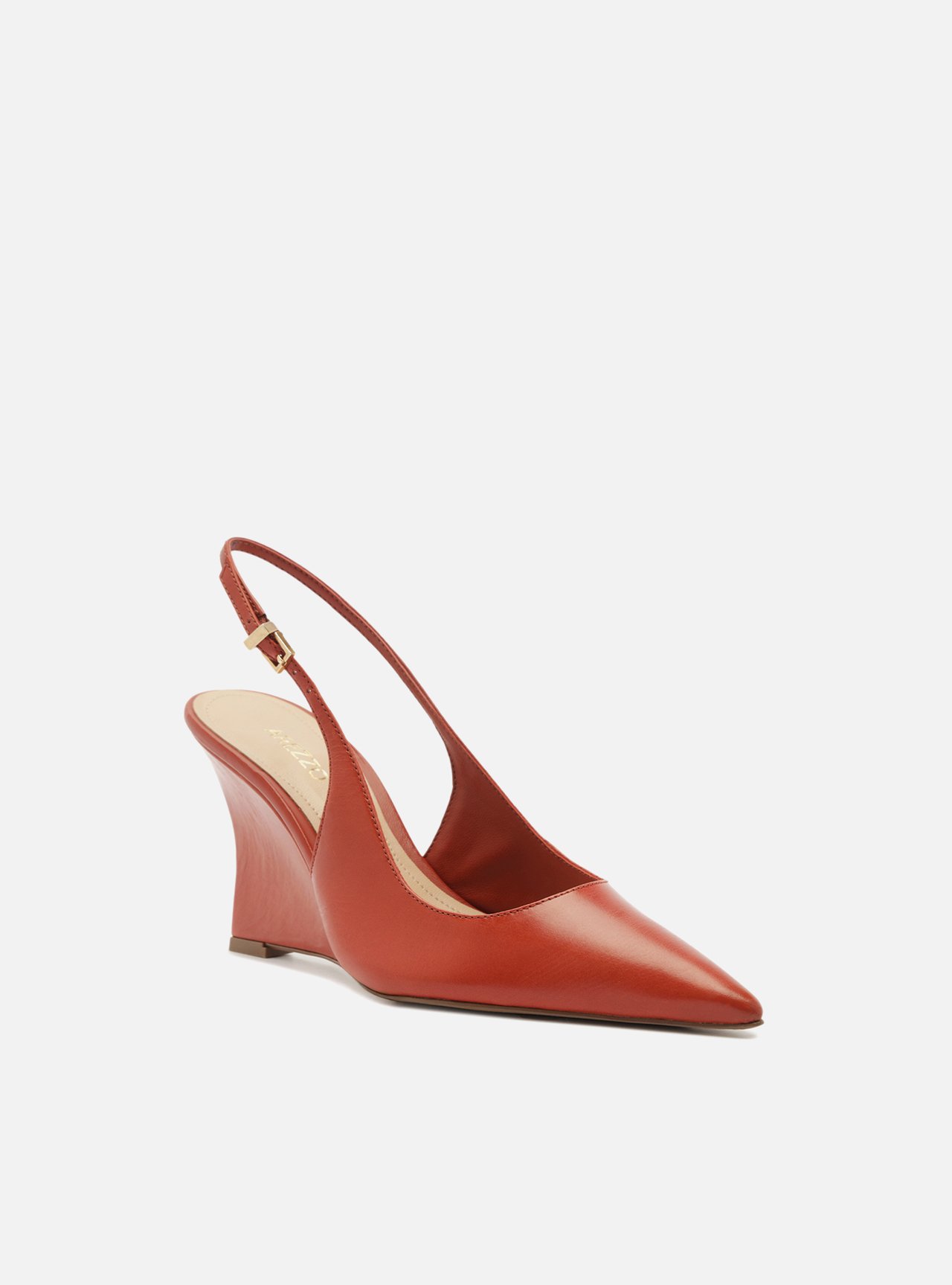 Scarpin Laranja Slingback Anabela — foto 2