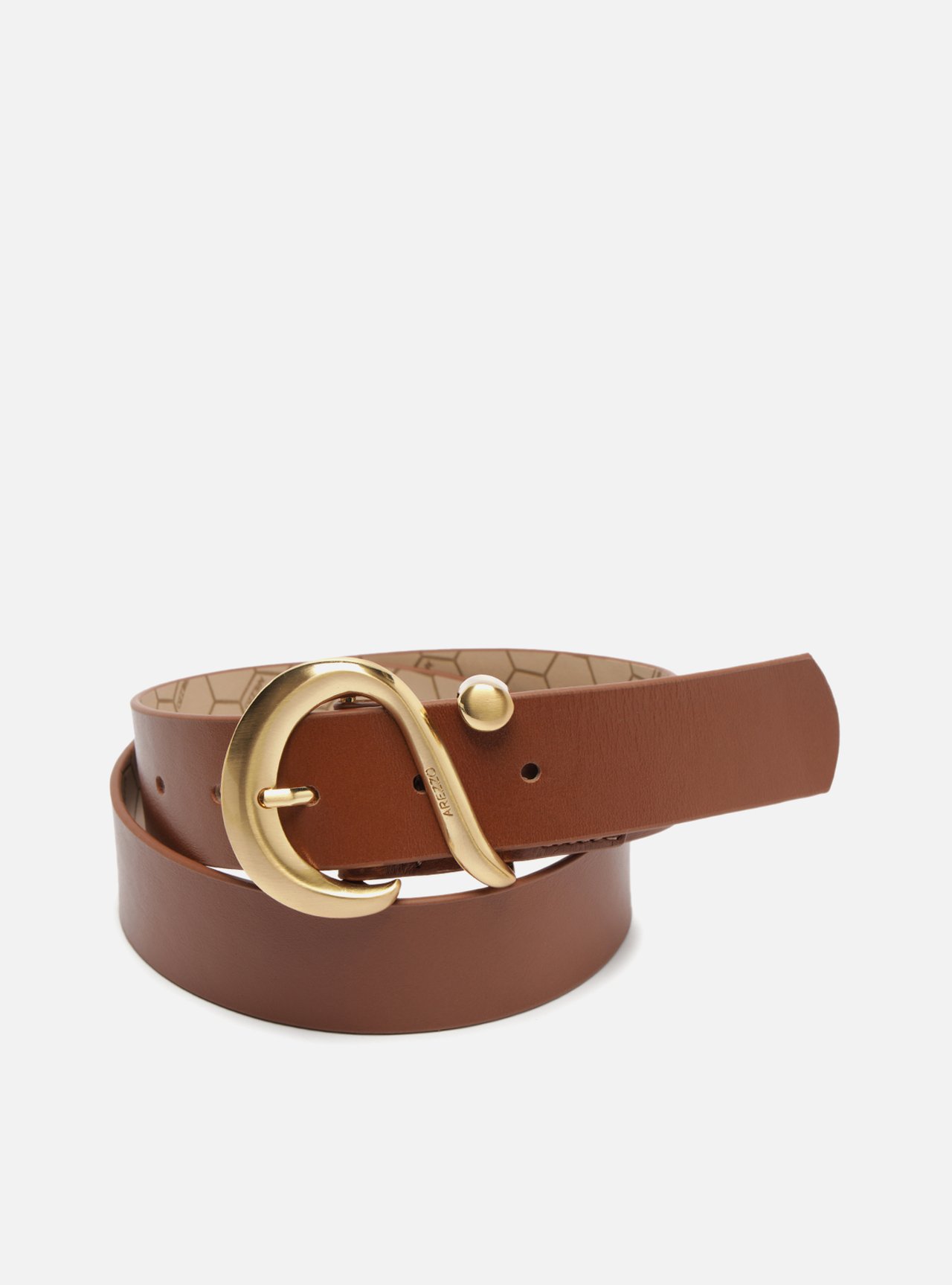 Cinto Marrom Couro Fivela Dourado — foto 2