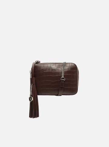 Arezzo — Bolsa Tiracolo Marrom Pequena Croco Corrente