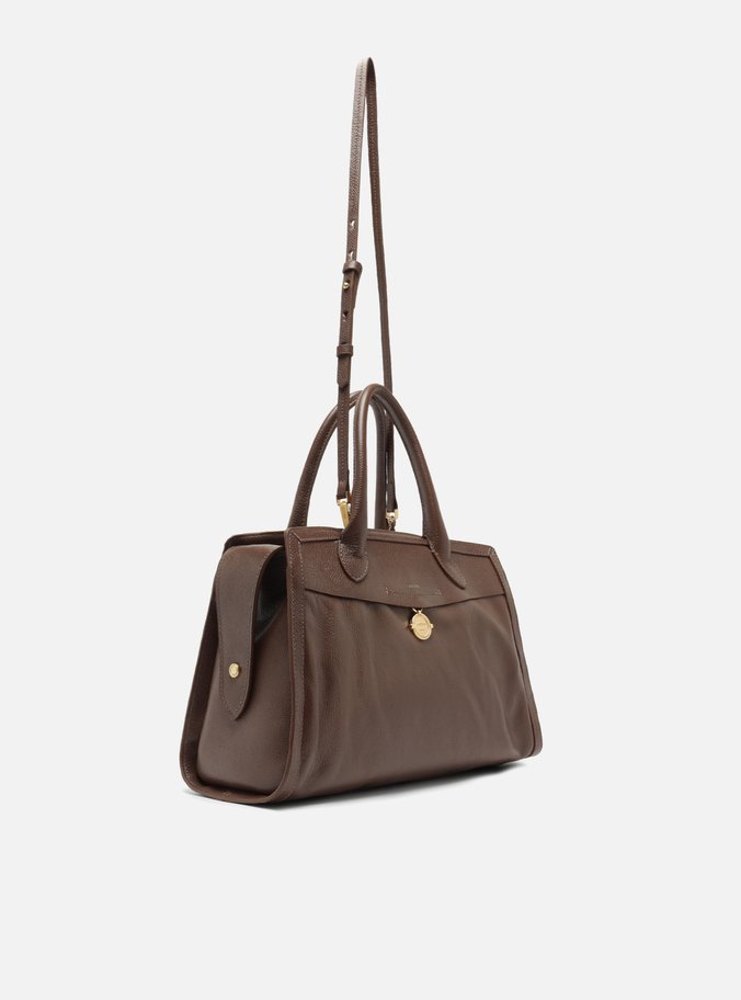 Bolsa Tote Marrom Couro Grande Medalha