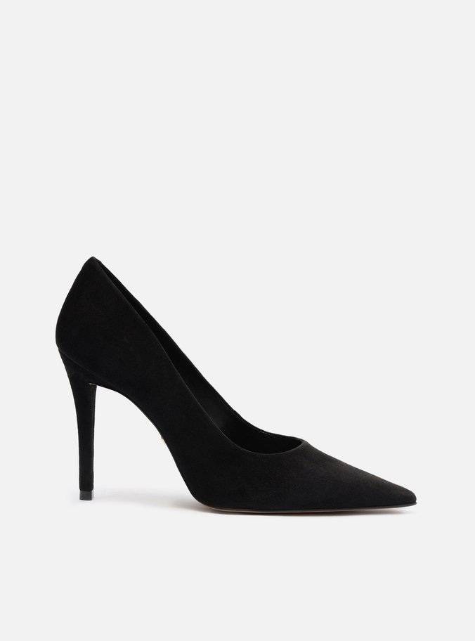 Scarpin Preto Camurça Salto Alto Clássico