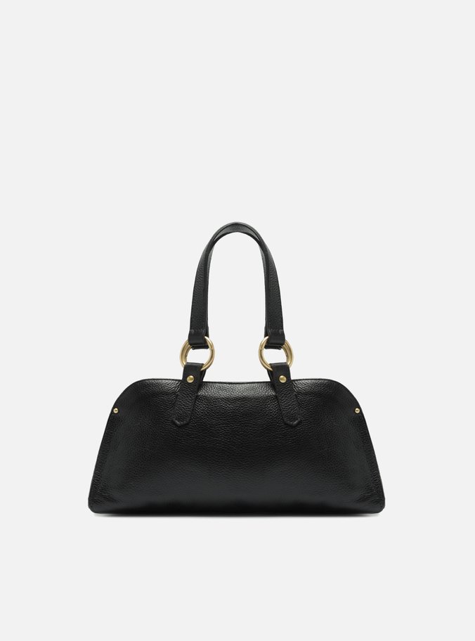 Bolsa Tiracolo Preta Couro Cora Média