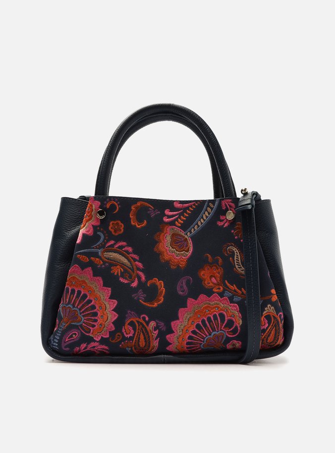 Bolsa Tote Azul Camurça Ellen Pequena Bordada