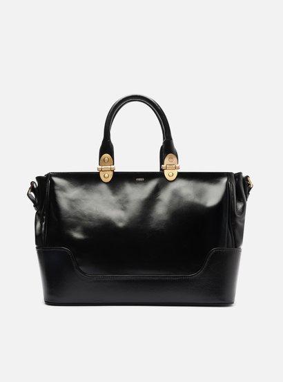 Bolsa Tote Preta Couro Natural Grande Metais | Arezzo