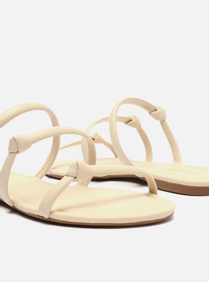 Sandália Rasteira Off-White Tiras Nós