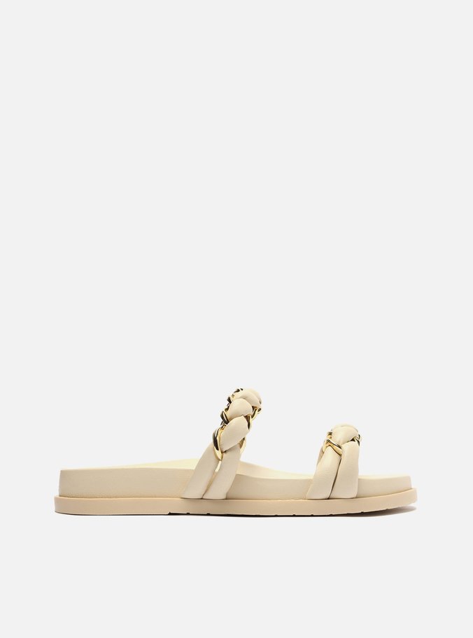 Sandália Rasteira Off-White Tiras Corrente