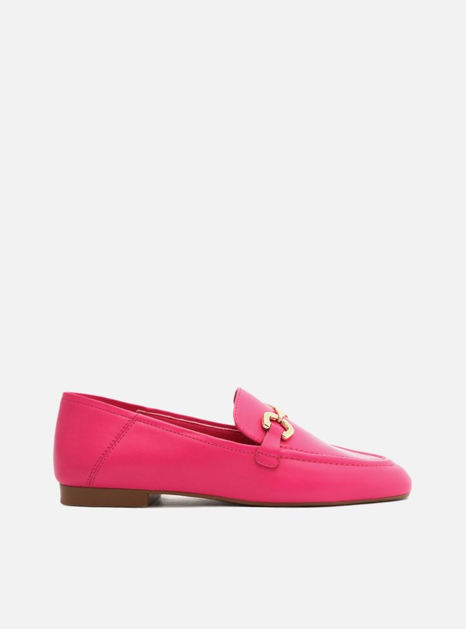 Mocassim Rosa Couro Bridão Metálico Luma