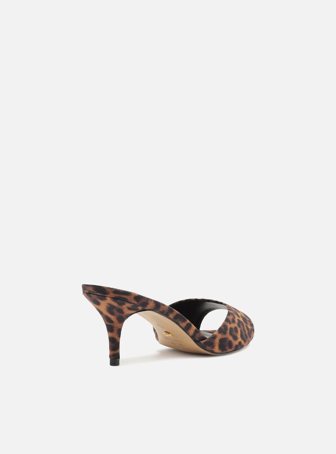 Mule Animal Print Salto Médio Fino