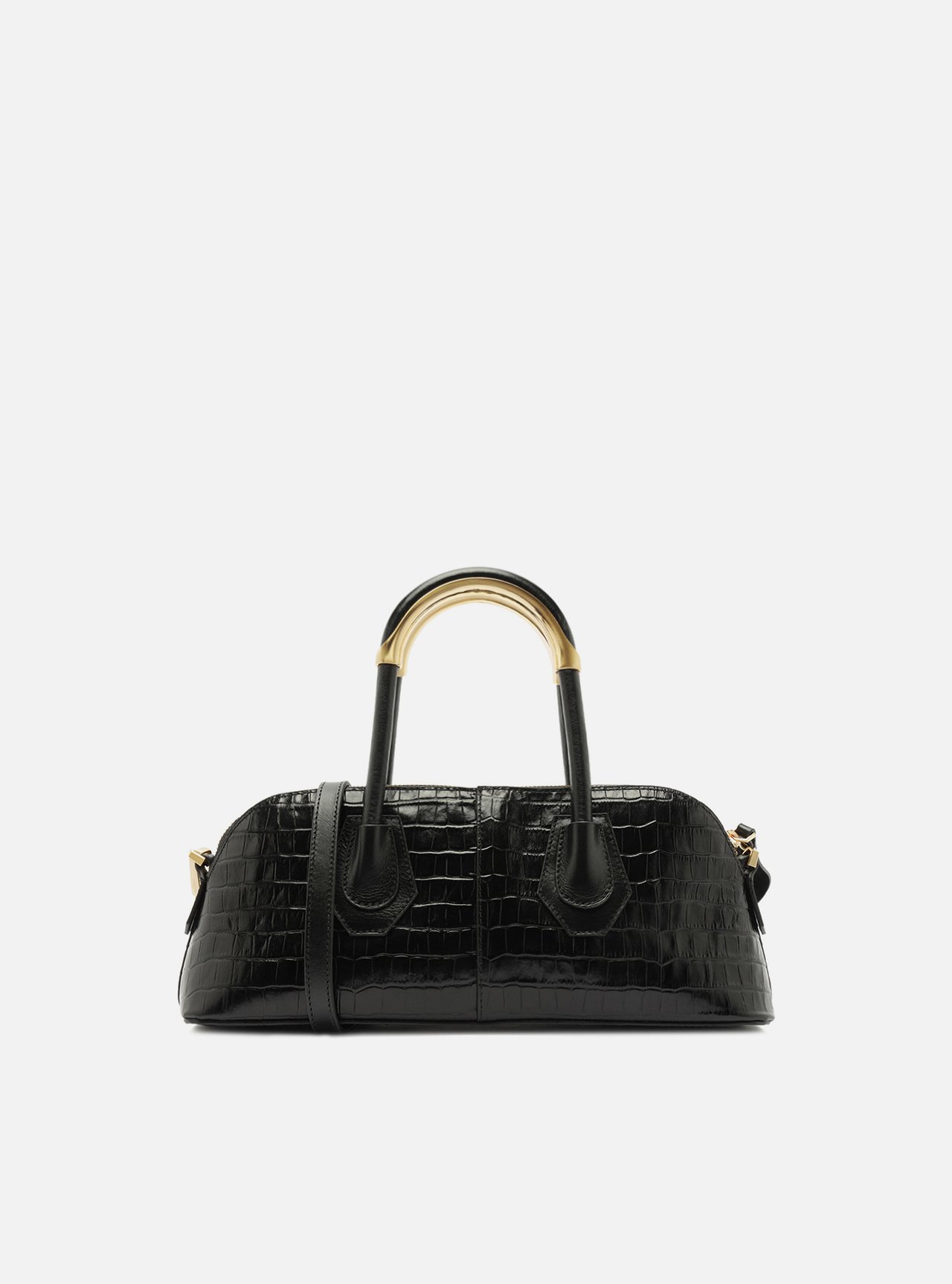 Bolsa Tote Preta Couro Média Croco — foto 3