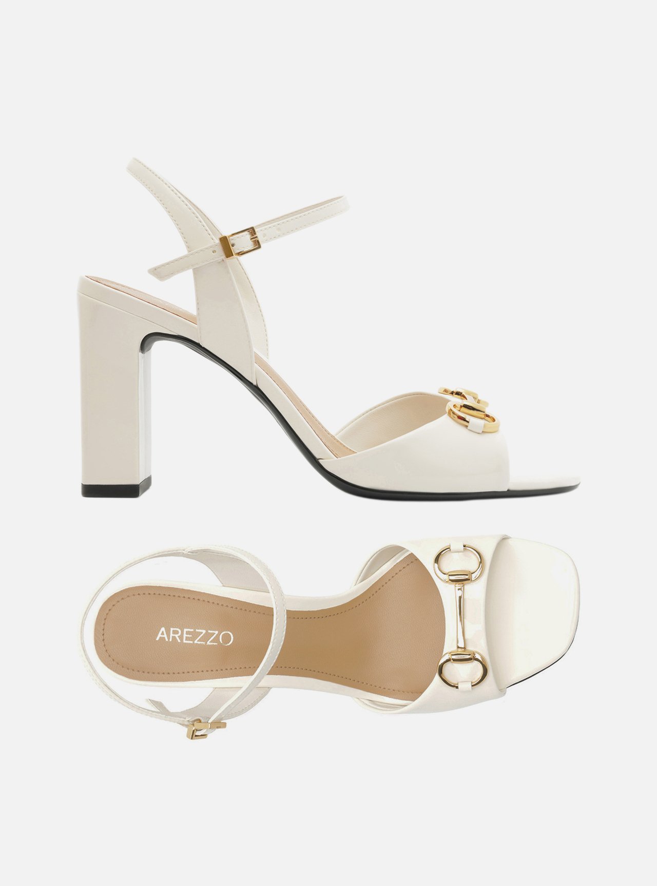 Sandália Branca Verniz Salto Bloco Slingback Bridão — foto 6
