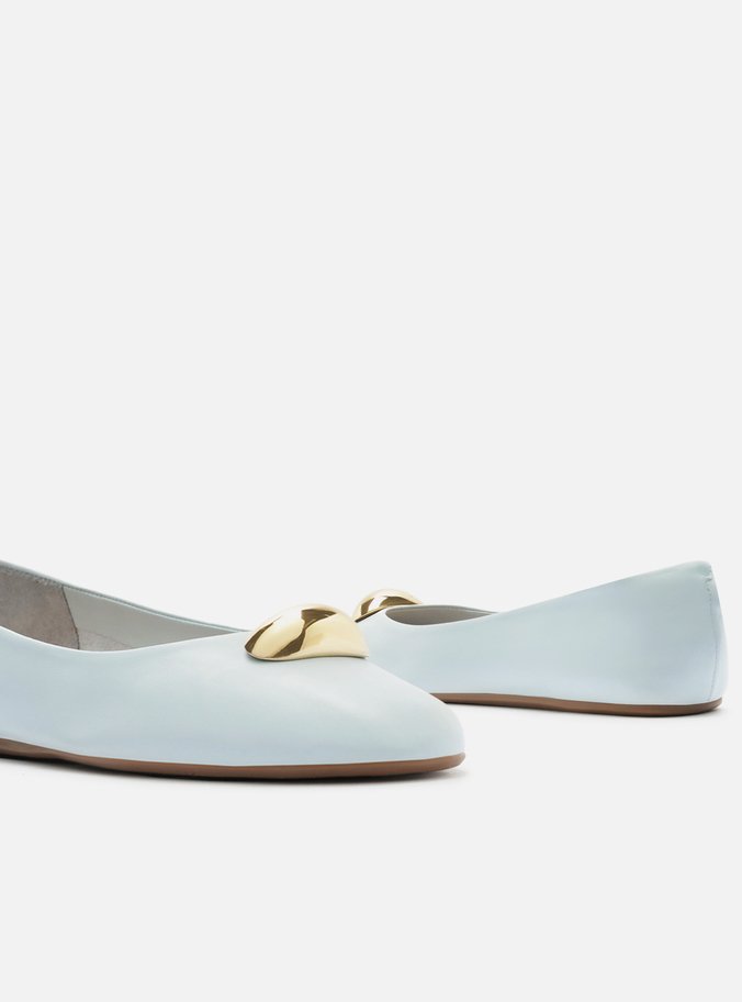 Sapatilha Azul Couro Elástico Metal Bold