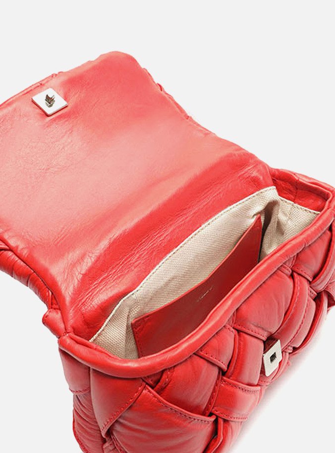 Bolsa Tiracolo Vermelha Couro Tressê Pequena