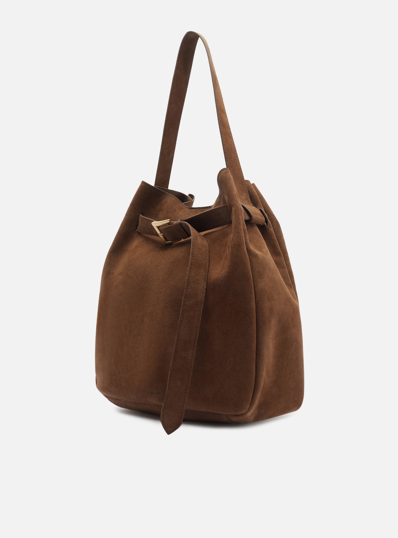 Bolsa Hobo Marrom Couro Grande Fivela — foto 2
