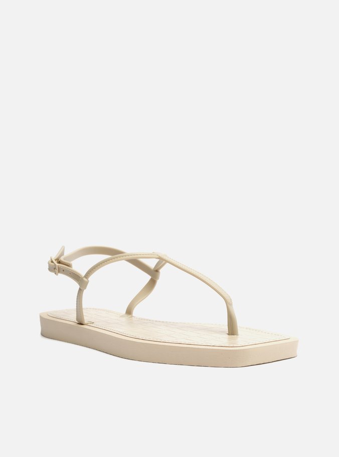 Sandália Rasteira Off-White Square Palmilha Croco