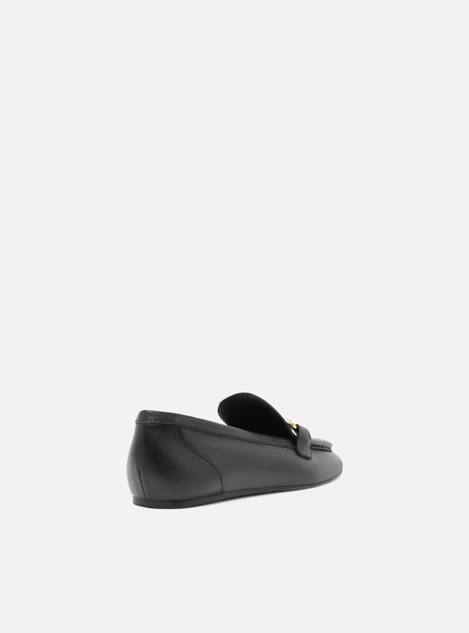 Mocassim Preto Couro Bico Quadrado Bridão