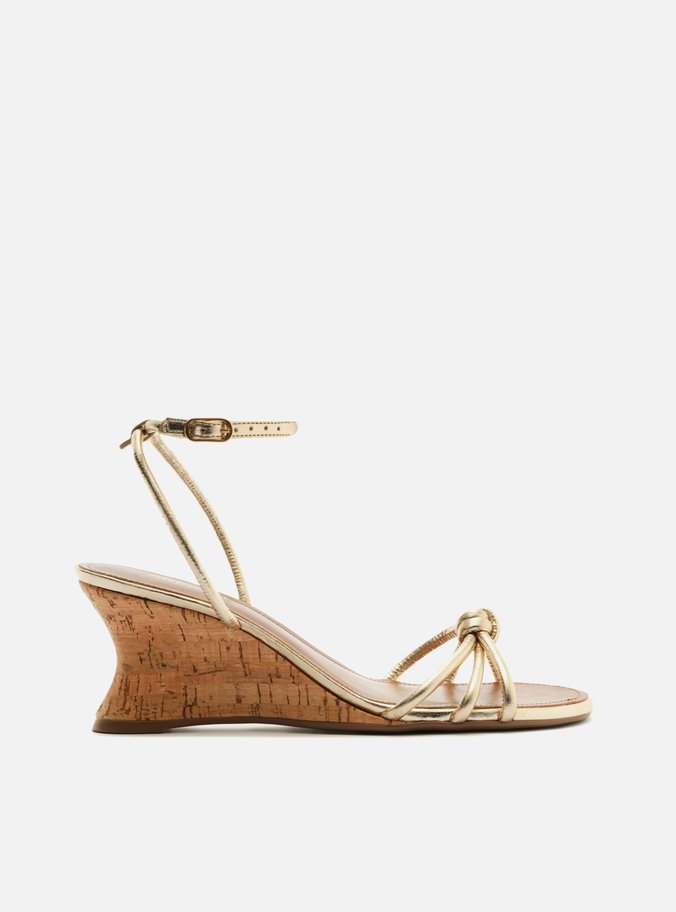 Sandália Dourada Anabela Cortiça Nó